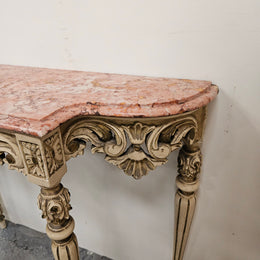 Louis XVI Style Painted Console Table With Marble Top