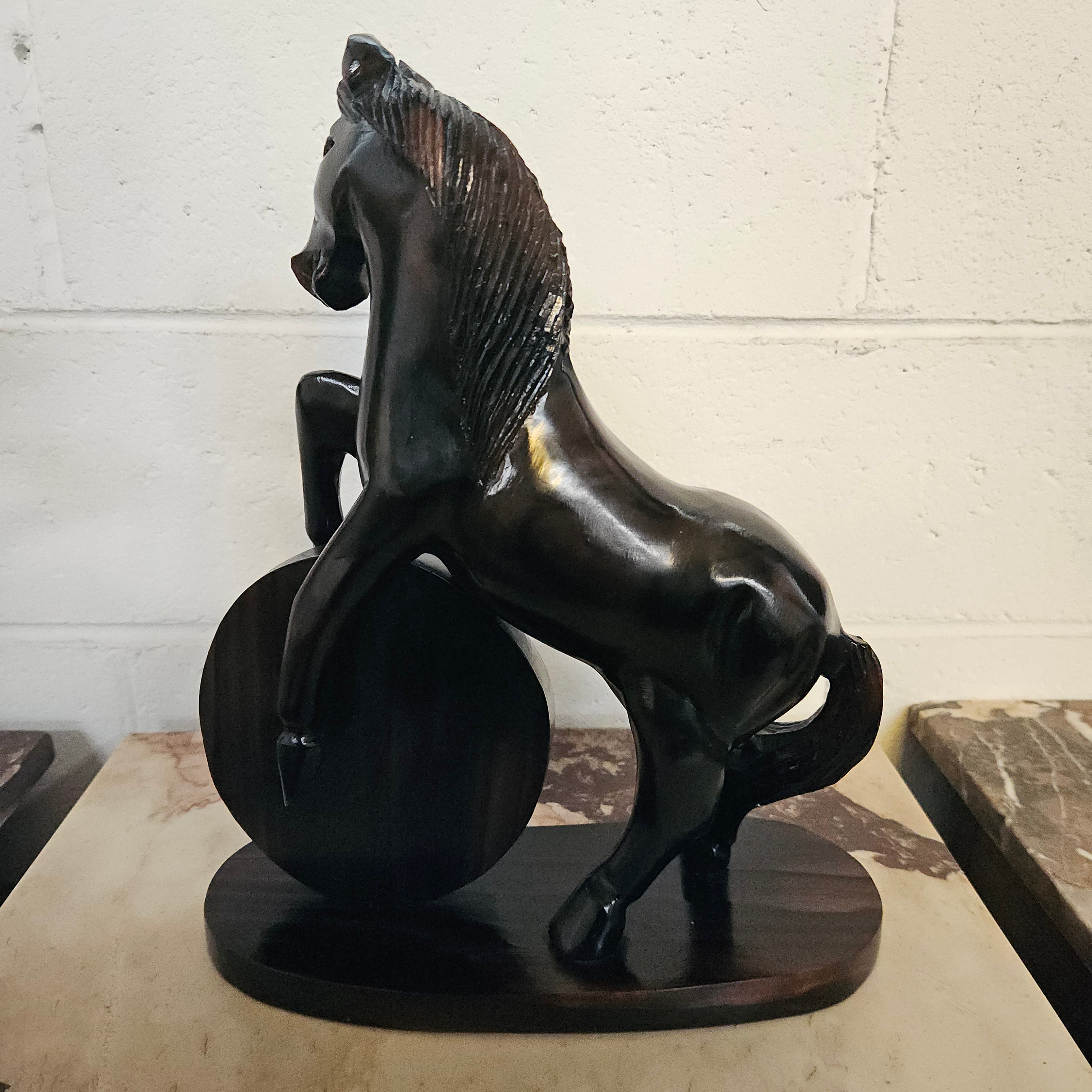Vintage Carved Blackbean Timber Horse Figure | Antique & Vintage | Moonee Ponds Antiques | Australia Wide Delivery