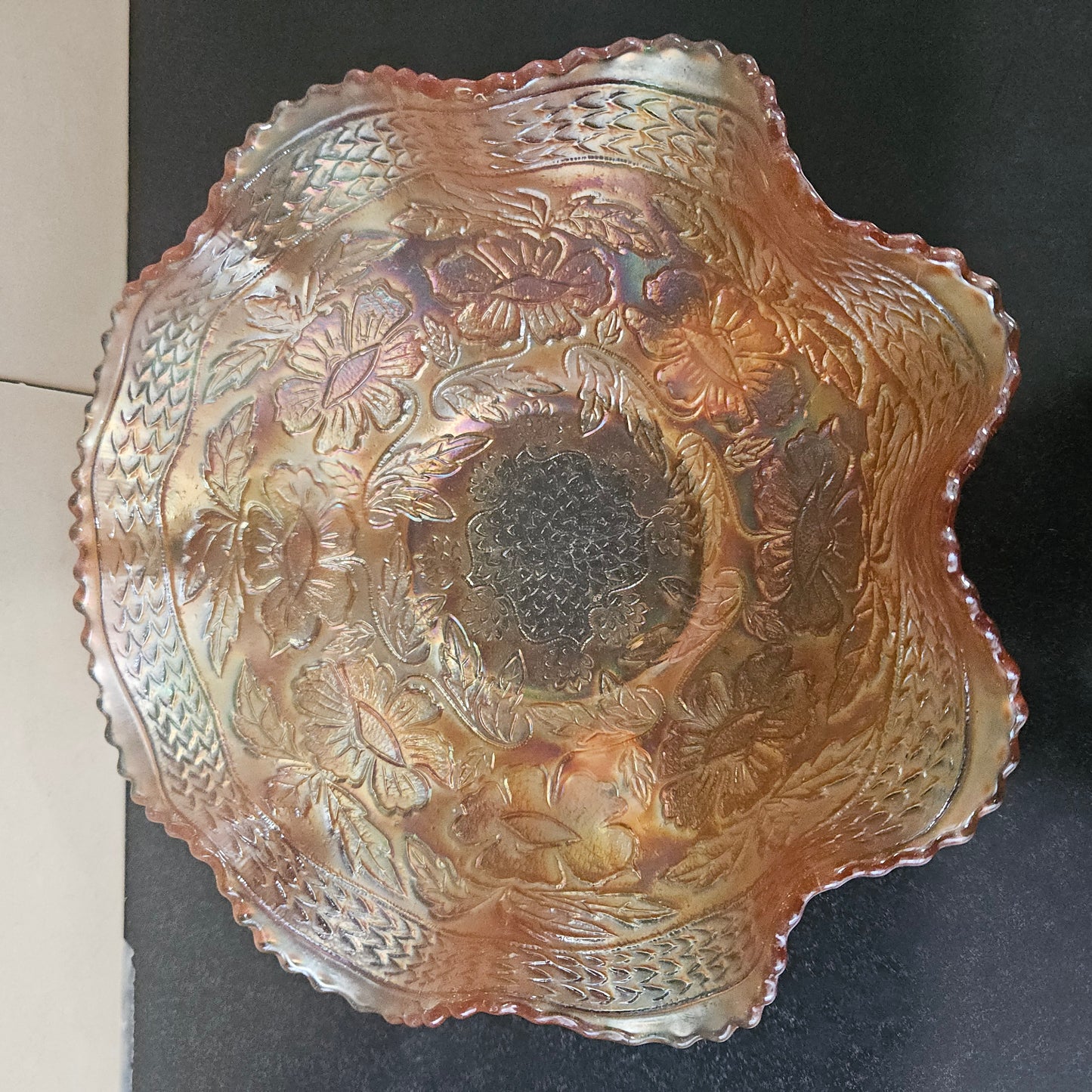 Large Antique Carnival Glass Bowl