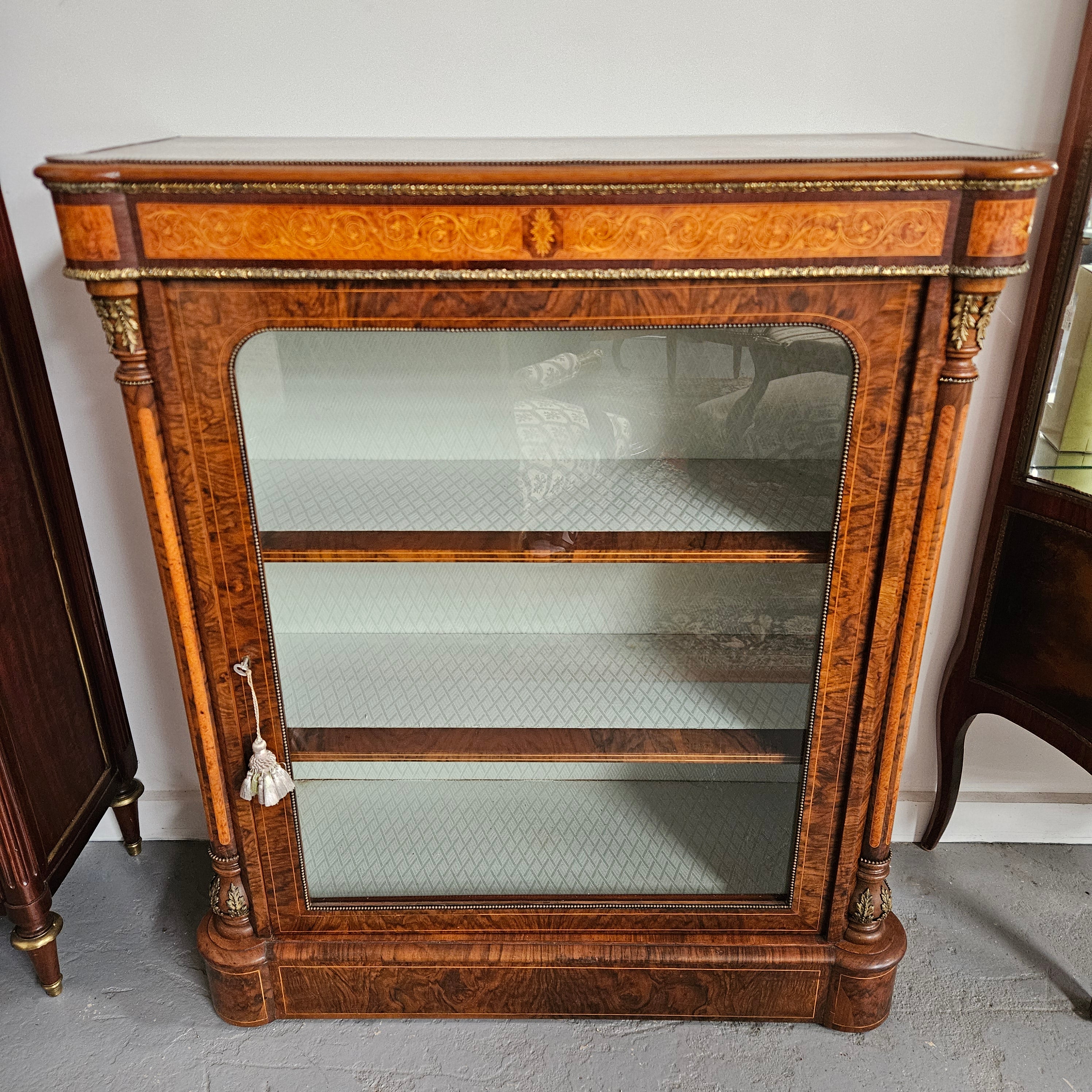 Beautiful Figured Walnut Victorian Inlaid Piers Cabinet | Antique & Vintage | Moonee Ponds Antiques | Australia Wide Delivery