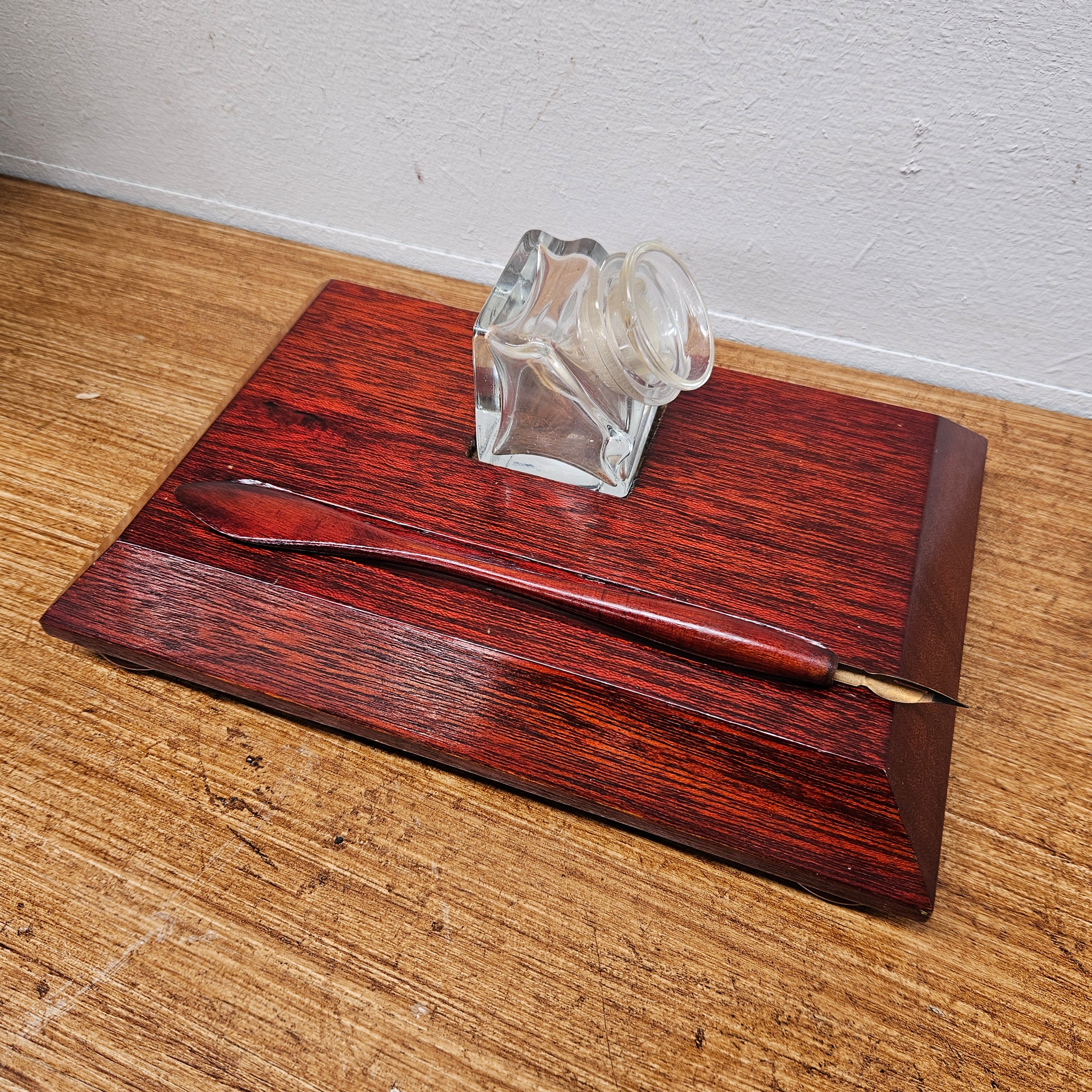 Antique Mahogany Ink Stand With Pen | Antique & Vintage | Moonee Ponds Antiques | Australia Wide Delivery