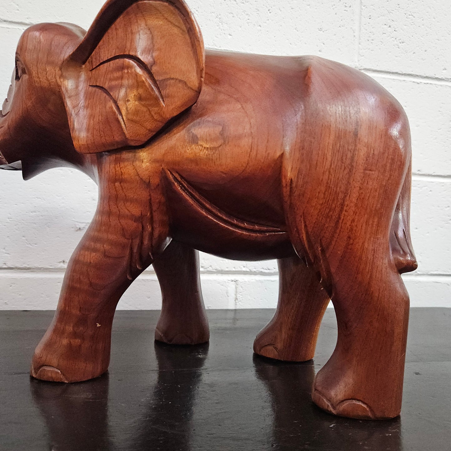 Vintage Carved Wooden Elephant Statue