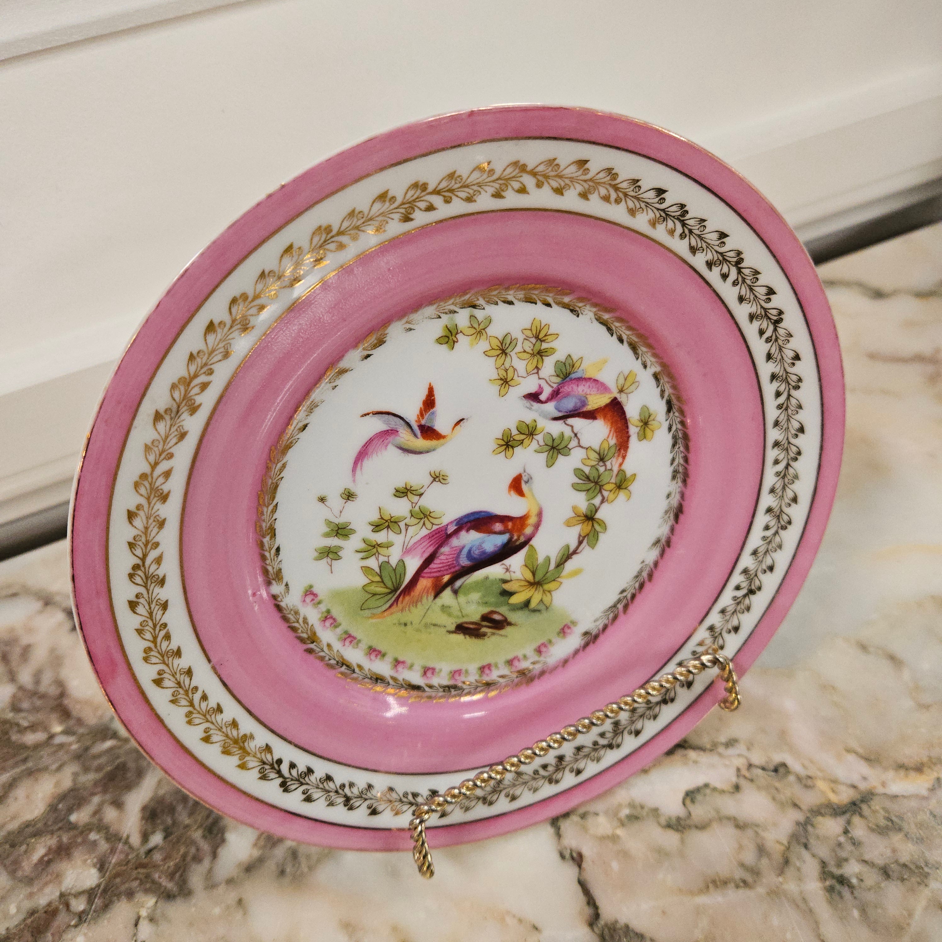 Antique Porcelain Pink/Gilt Plate | Antique & Vintage | Moonee Ponds Antiques | Australia Wide Delivery