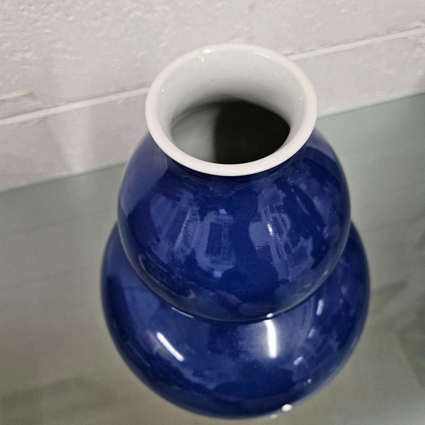 Chinese Sacrificial Blue Vase "Qianlong" Marked