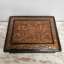Vintage Spanish Embossed Leather Trinket/Jewellery Box | Antique & Vintage | Moonee Ponds Antiques | Australia Wide Delivery