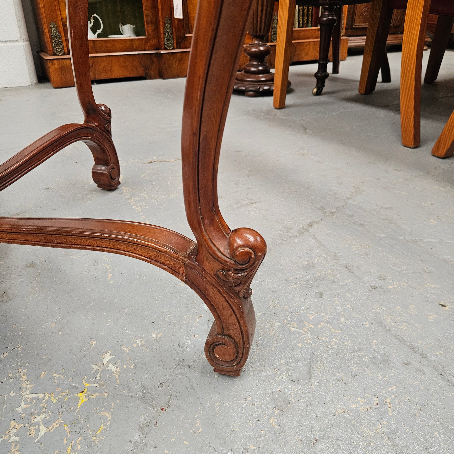 Vintage Mahogany Glass Top Coffee / Side Table Rococo Style