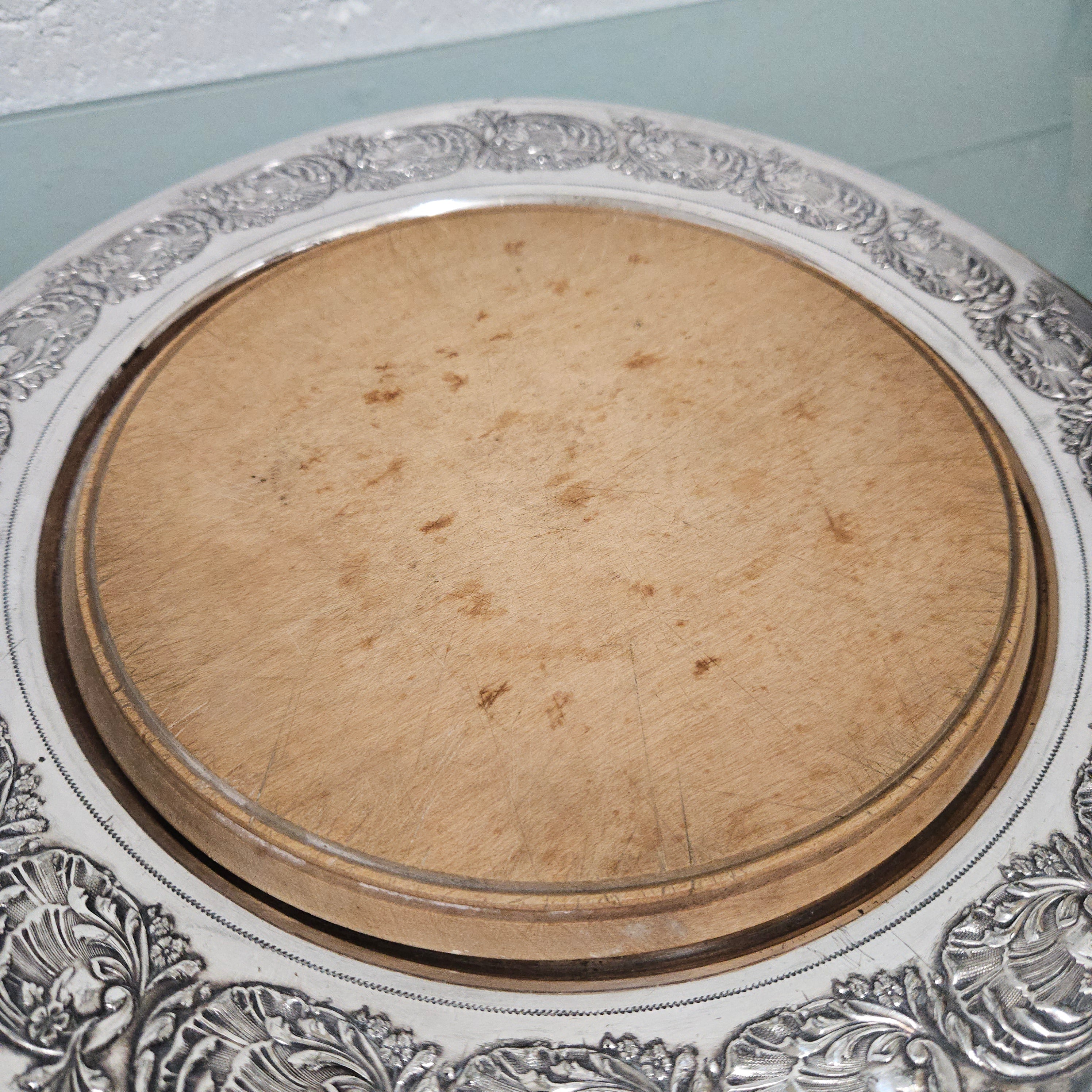 Edwardian Silver and Wooden Bread Cutting Board | Antique & Vintage | Moonee Ponds Antiques | Australia Wide Delivery