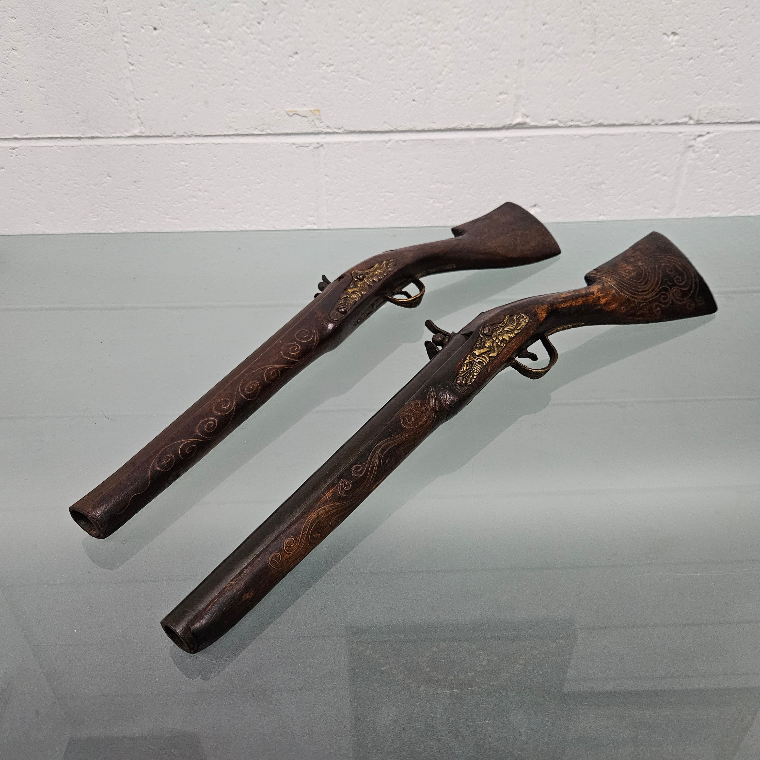 Pair Antique Blunderbuss Percussion Cap Style Pistols | Antique & Vintage | Moonee Ponds Antiques | Australia Wide Delivery