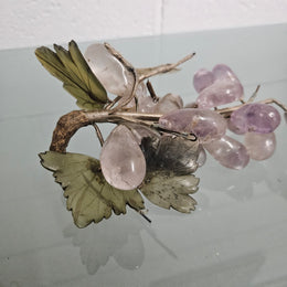 Vintage Cluster Of Amethyst & Jade Grapes & Leaves