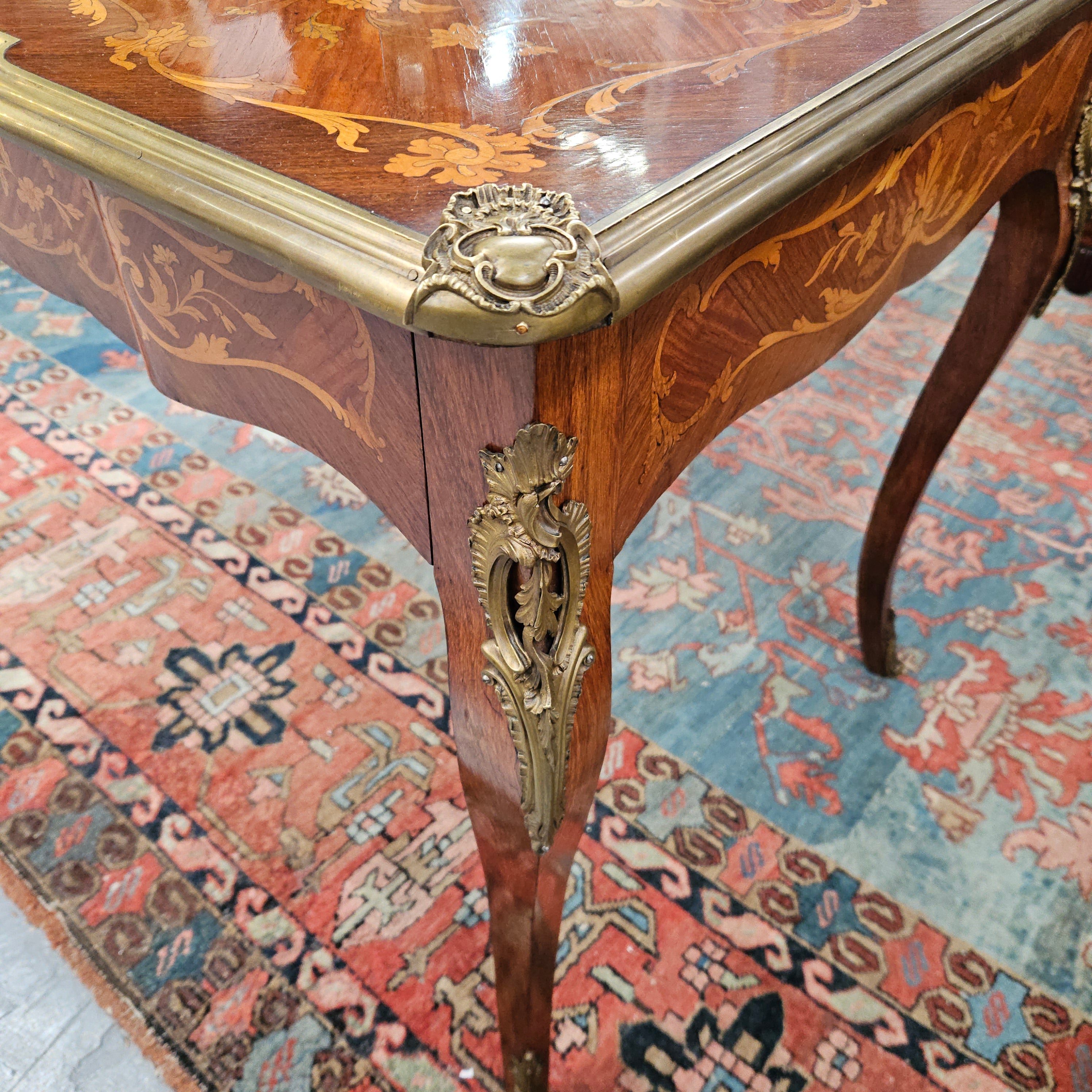 Rosewood Louis 15th Style Marquetry Inlaid Bureau Plat Desk | Antique & Vintage | Moonee Ponds Antiques | Australia Wide Delivery