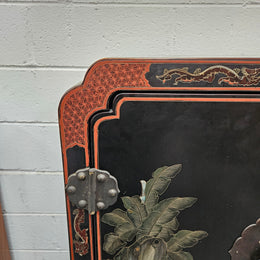 High Quailty Ebonised Chinese Cabinet with Jade Handel's & Handel's Painted