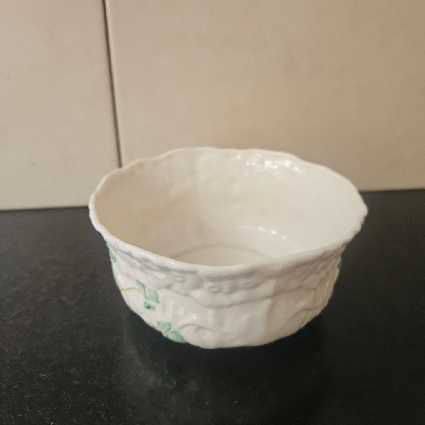 Belleek Bowl With Shamrock Pattern