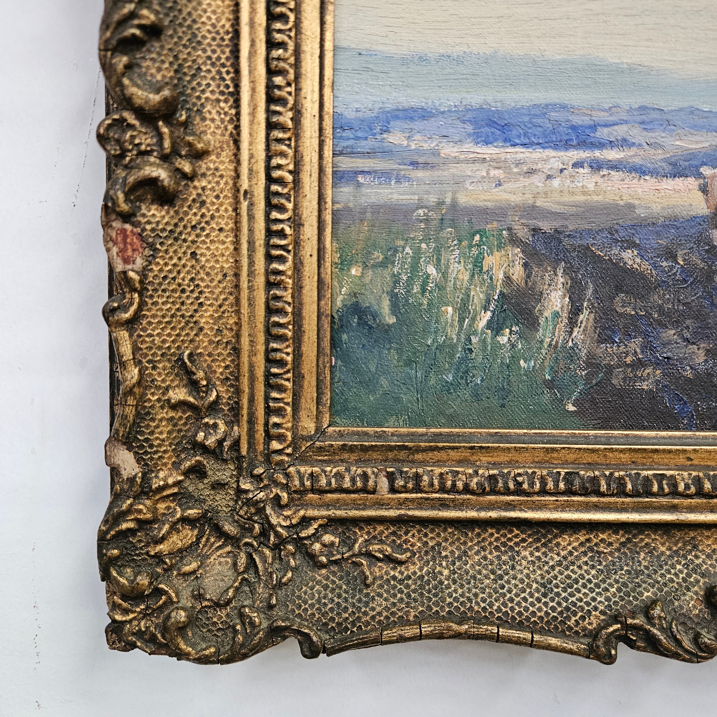 Oil on board by John Banks 'Ploughing the Fields'