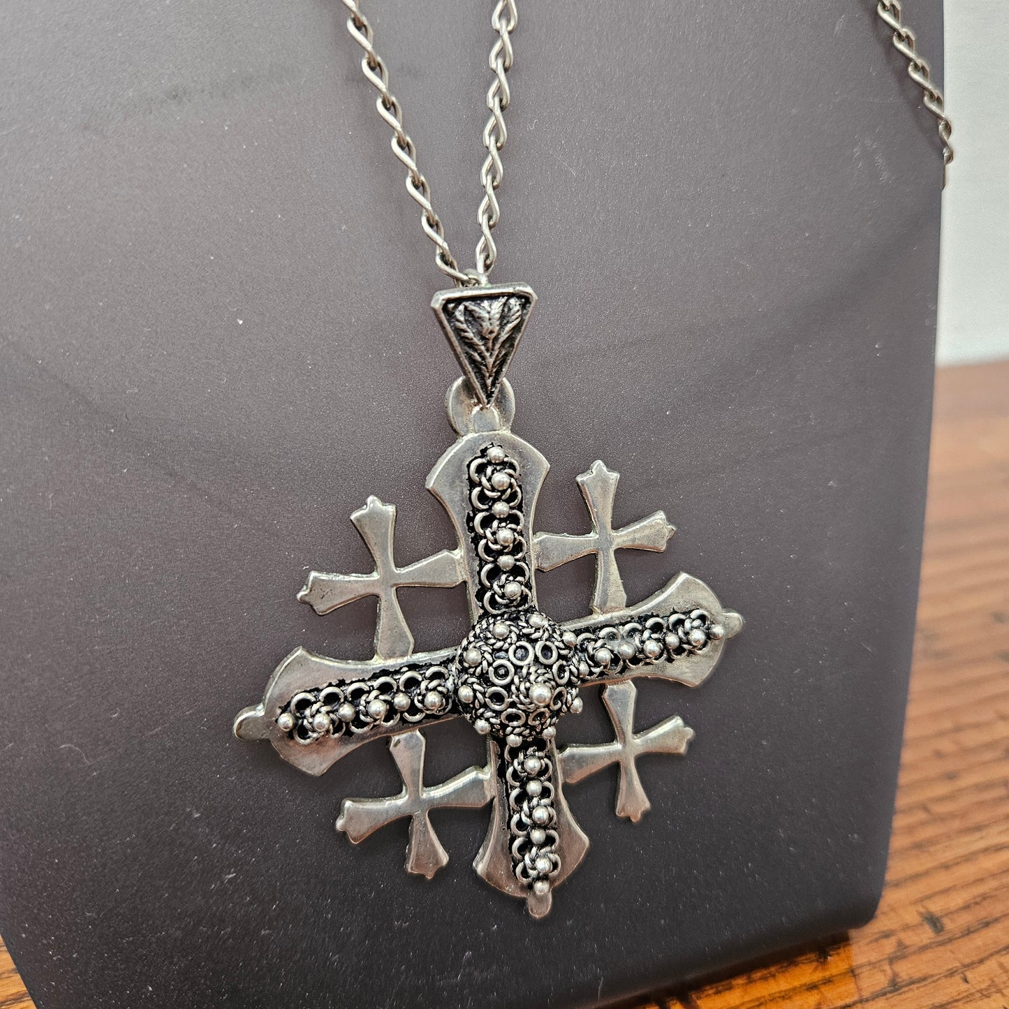 Ornate Vintage Silver Jerusalem Cross