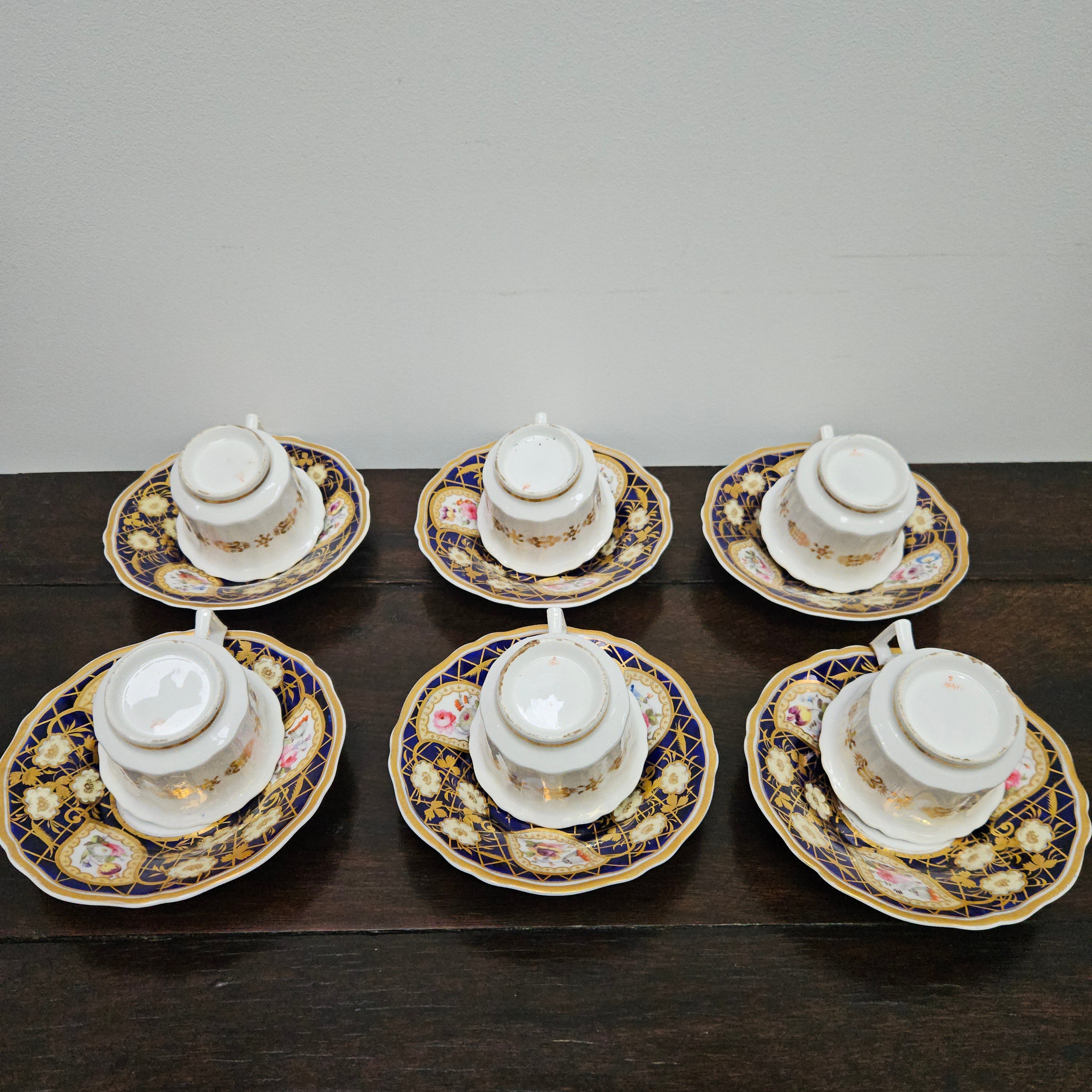 Ridgway Regency Period 6 Hand Painted & Gilded Cups & Saucers | Antique & Vintage | Moonee Ponds Antiques | Australia Wide Delivery