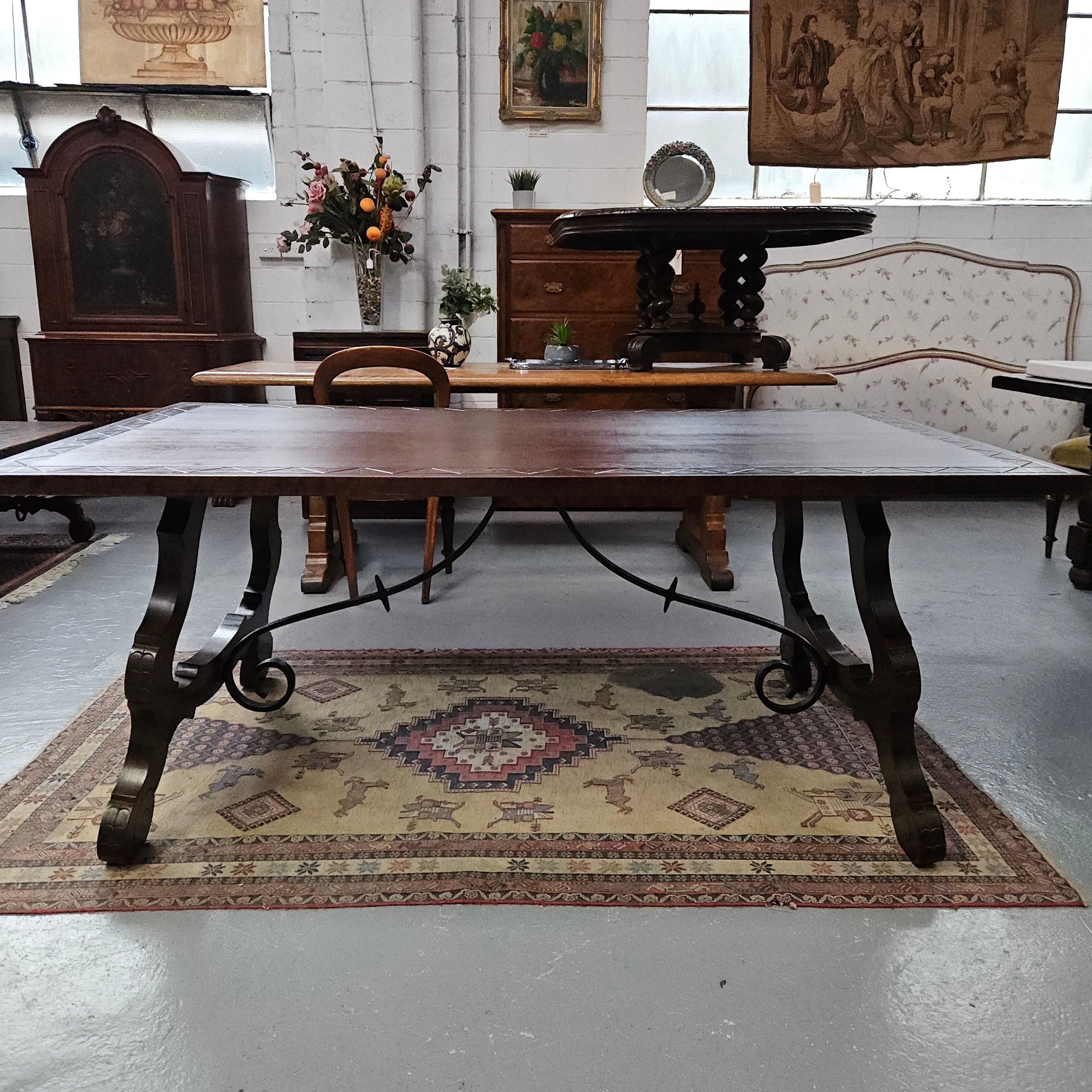 Vintage Walnut Spanish Style Farmhouse Table | Antique & Vintage | Moonee Ponds Antiques | Australia Wide Delivery
