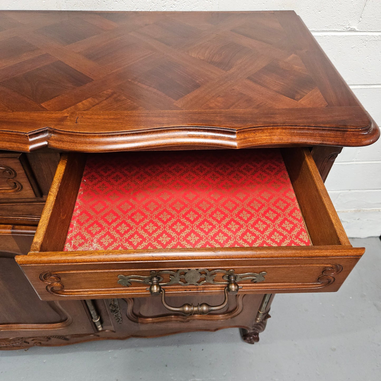 Louis XV Style Walnut Sideboard With Three Drawers & Three Doors