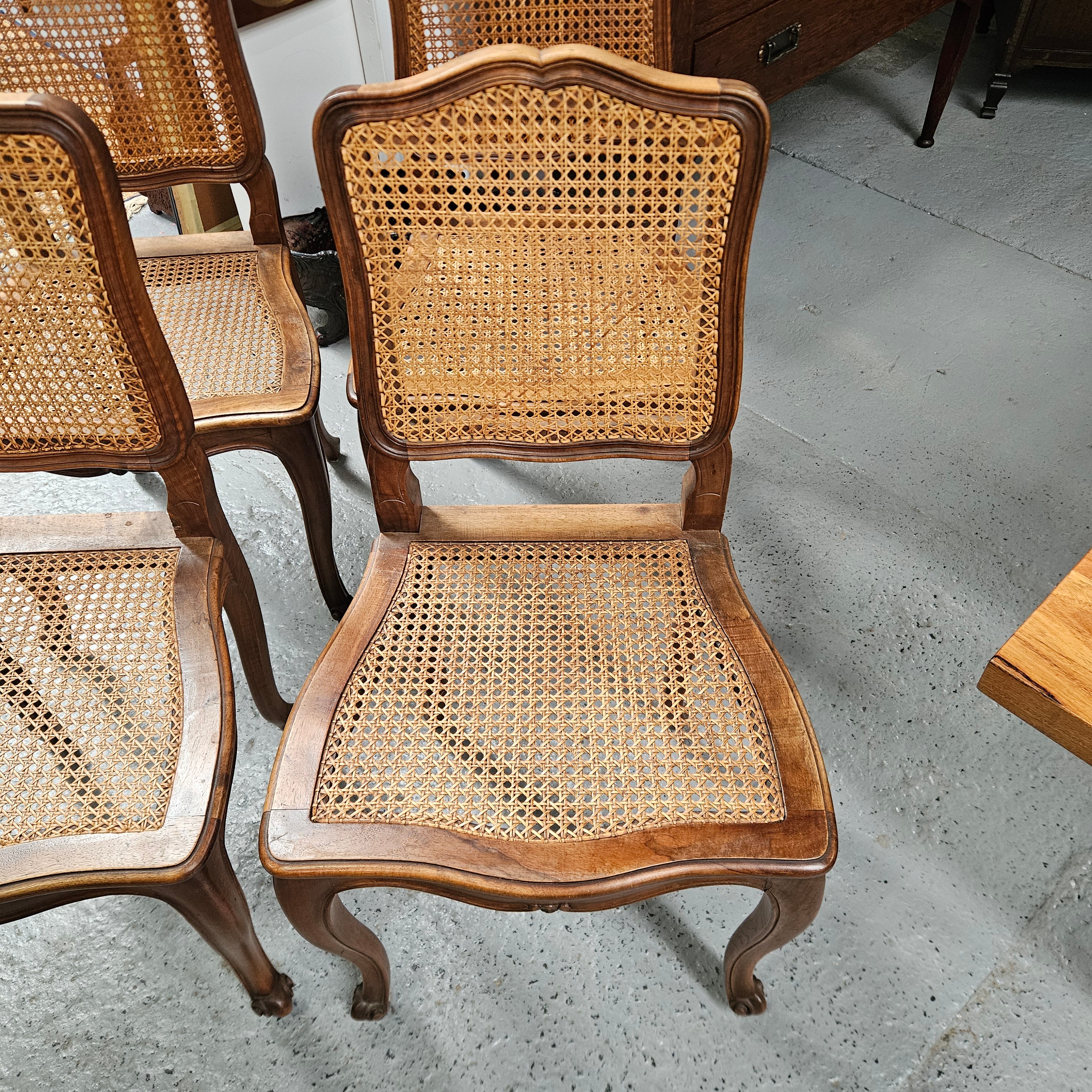 Antique Set of Four Cane Dining Chairs