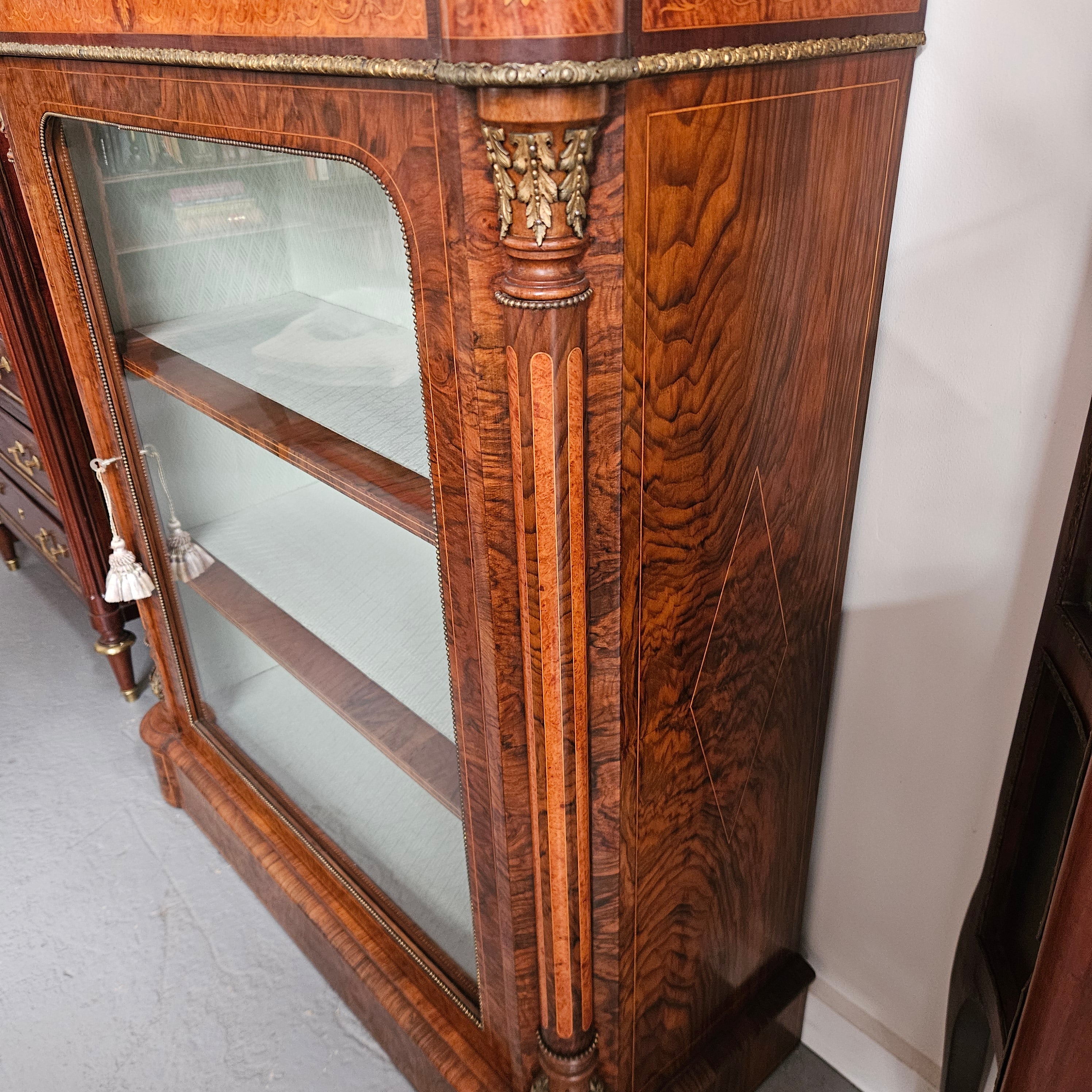 Beautiful Figured Walnut Victorian Inlaid Piers Cabinet | Antique & Vintage | Moonee Ponds Antiques | Australia Wide Delivery