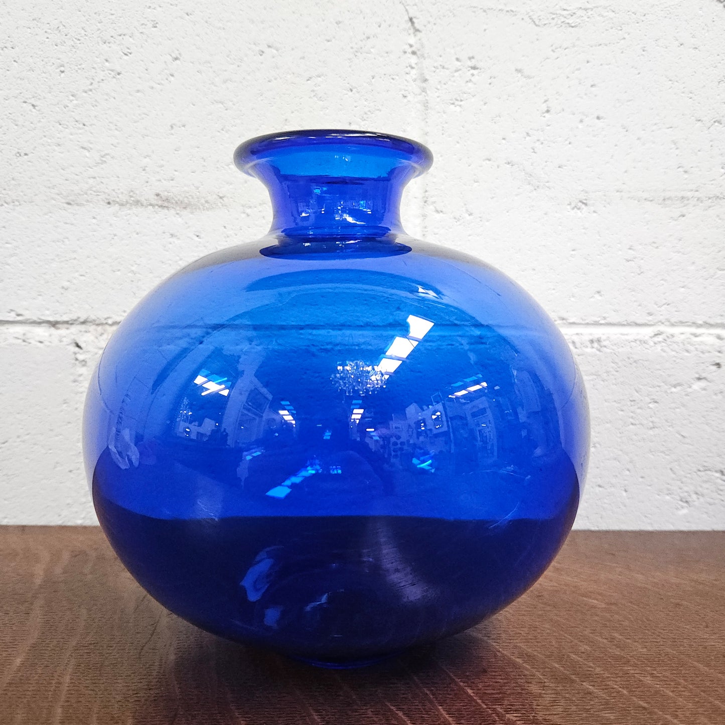 Vintage Hand Made Cobalt Blue Glass Vase