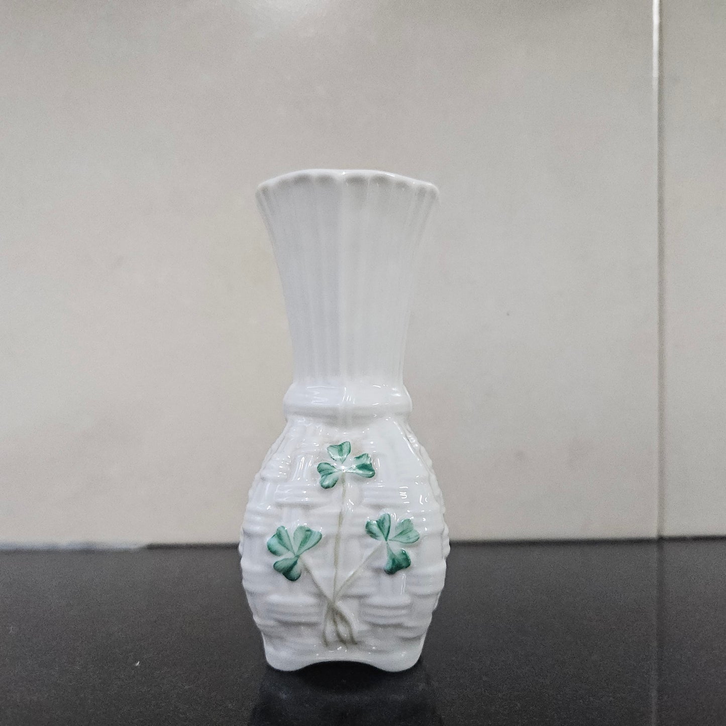 Small Belleek Ireland Shamrock Vase