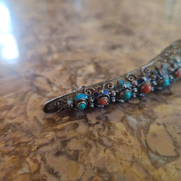 Antique Silver Filigree Chinese Finger Guard Brooch