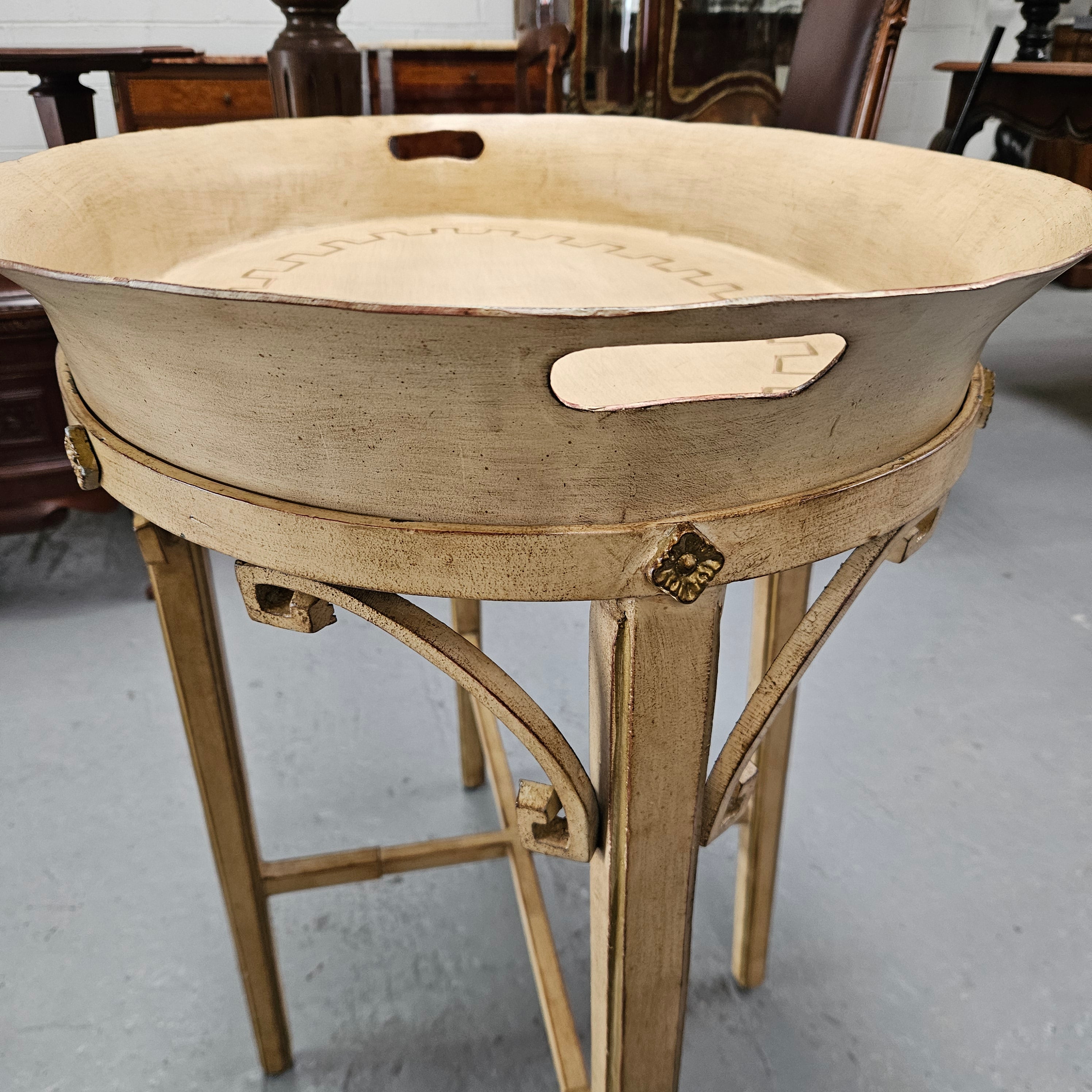 Vintage Gilt Metal & Hand Painted Drinks Serving Table | Antique & Vintage | Moonee Ponds Antiques | Australia Wide