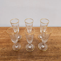 Set Of 6 Stemmed Crystal Liqueur Glasses | Antique & Vintage | Moonee Ponds Antiques | Australia Wide Delivery