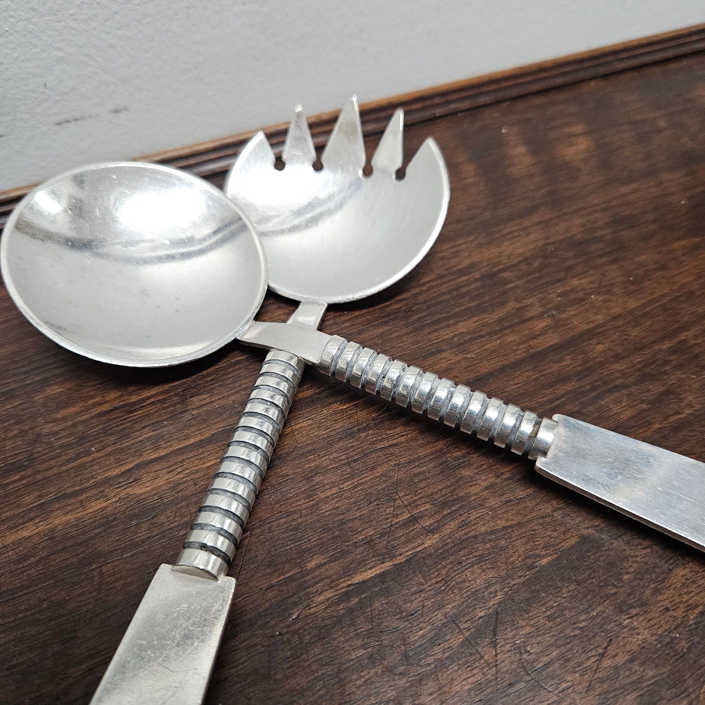 Stylish Mid Century Modern Norwegian Silver (40g Plated) Salad Servers