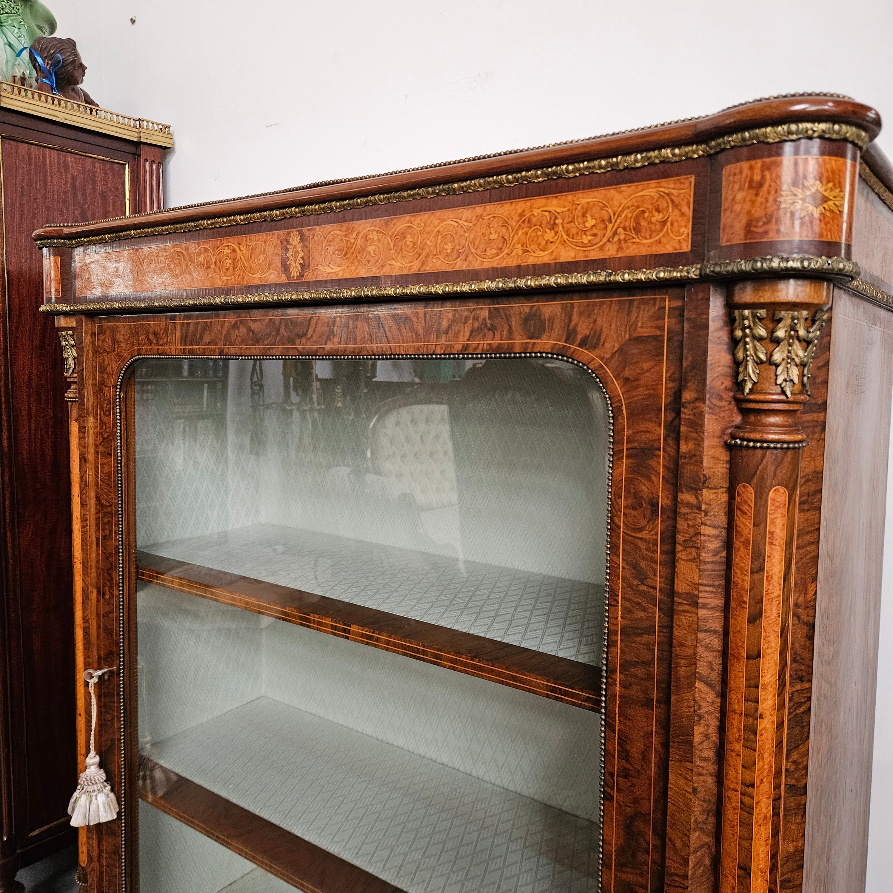 Beautiful Figured Walnut Victorian Inlaid Piers Cabinet | Antique & Vintage | Moonee Ponds Antiques | Australia Wide Delivery