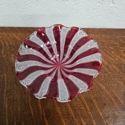 Red & White Murano Latticino Bowl | Antique & Vintage | Moonee Ponds Antiques | Australia Wide Delivery