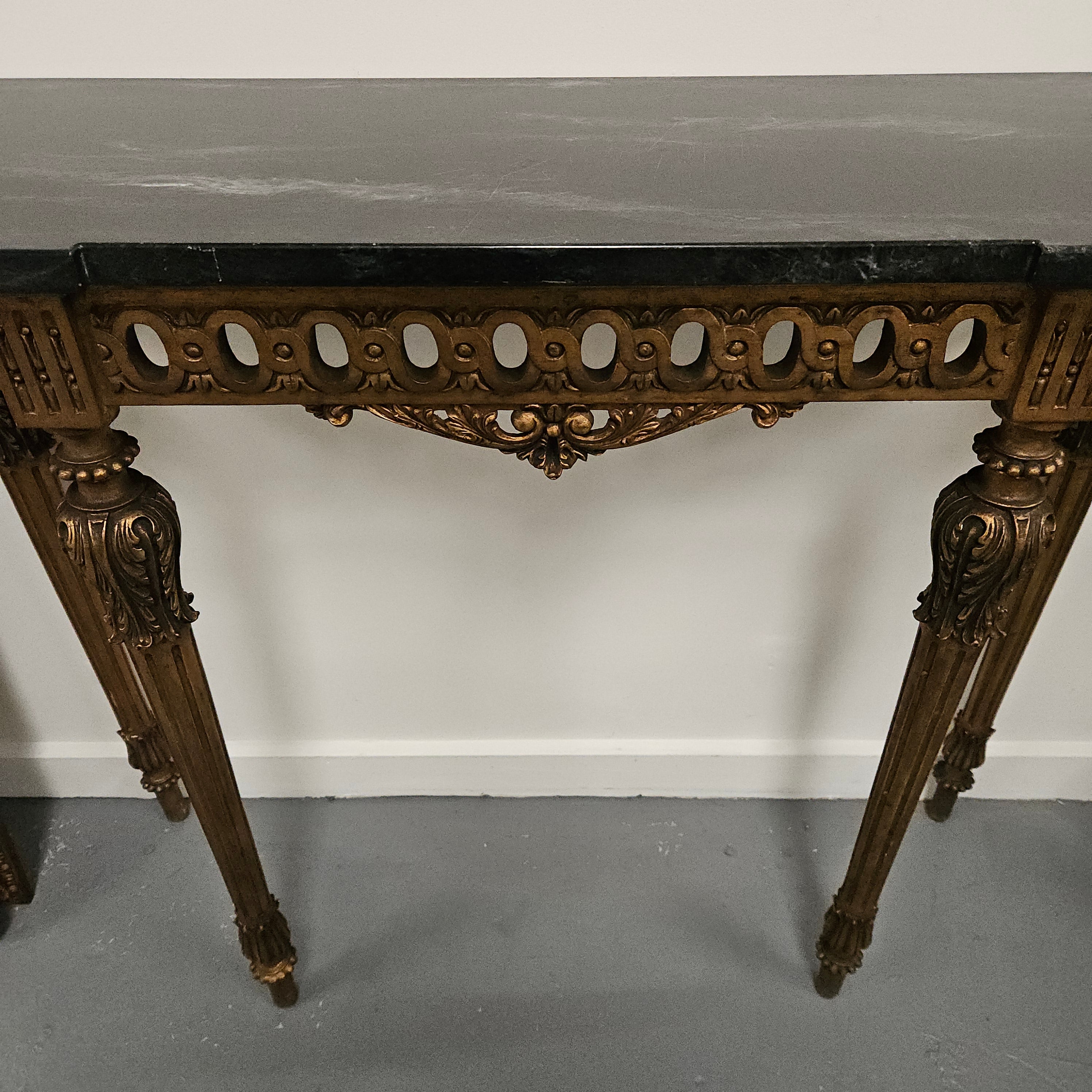 French Louis 16th Style Gilt & Black Marble Top Console Table | Antique & Vintage | Moonee Ponds Antiques | Australia Wide Delivery