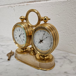 Late 19th Century Twin Oval Clock & Barometer by Antoine Redier Fully Serviced | Antique & Vintage | Moonee Ponds Antiques | Australia Wide