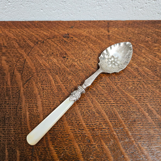 Antique Mother of Pearl & EPNS Silver Serving Spoon