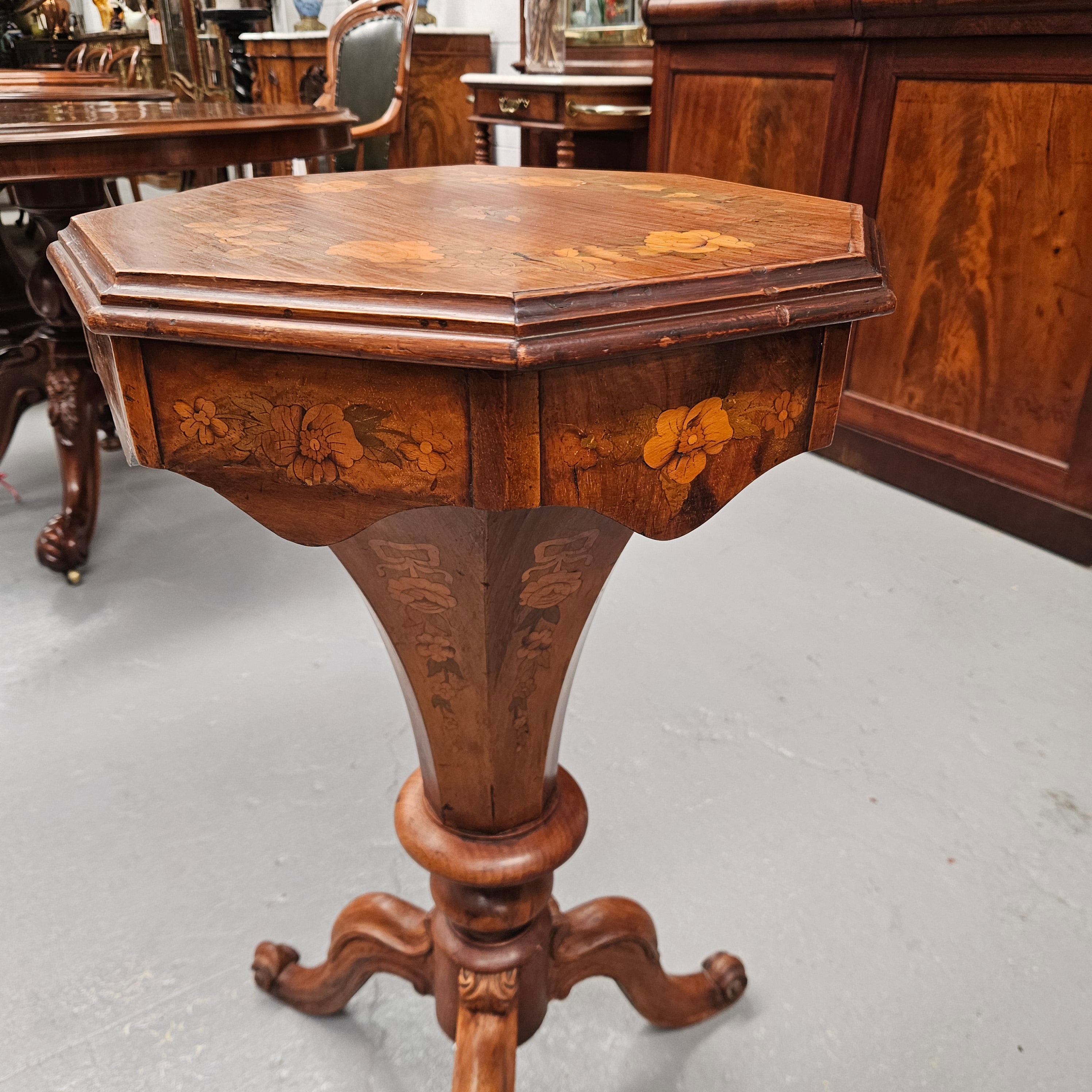 Antique Victorian Inlaid Walnut Sewing / Work Table | Antique & Vintage | Moonee Ponds Antiques | Australia Wide