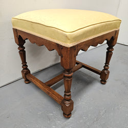 French Oak Footstool With Yellow Upholstery | Antique & Vintage | Moonee Ponds Antiques | Australia Wide Delivery