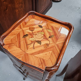 Miniature Pair of Marquetry Inlaid Louis XV Style Bedsides