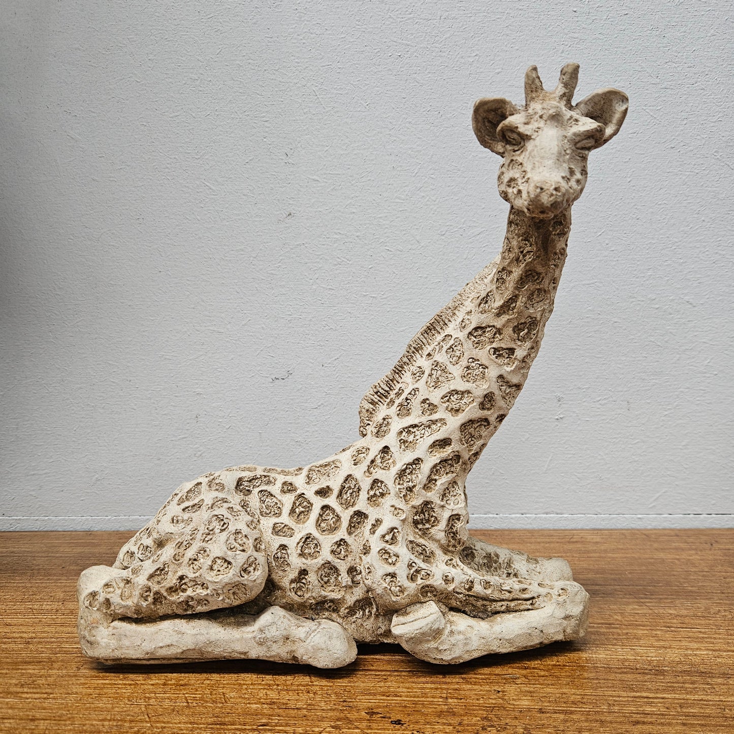 Vintage Painted Concrete Sitting Giraffe Statue