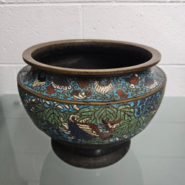 Antique Chinese Bronze & Cloisonne Planter