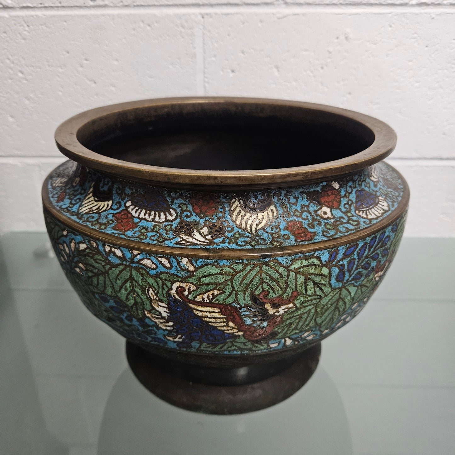 Antique Chinese Bronze & Cloisonne Planter