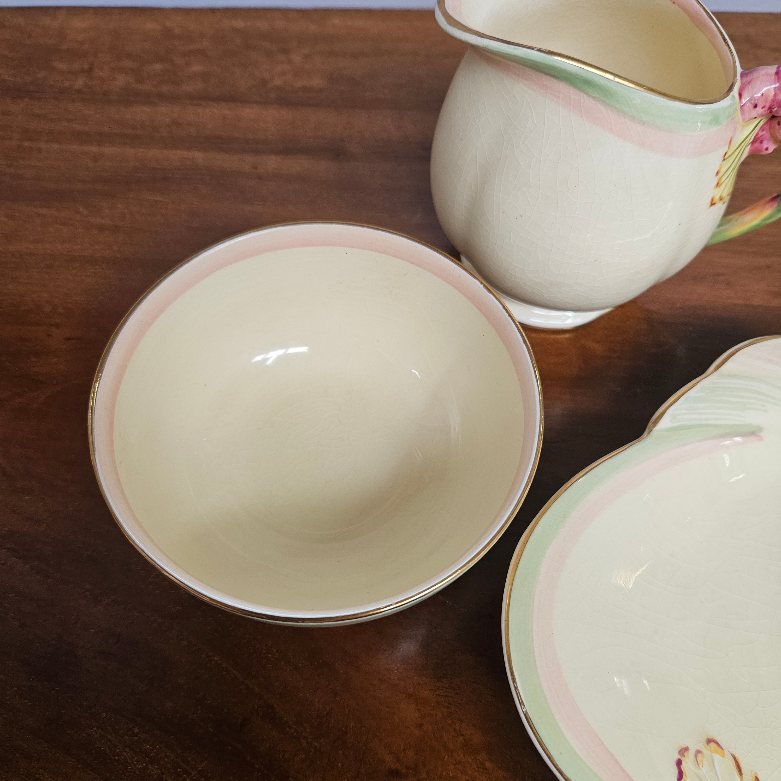 Royal Winton "Tiger Lily" Milk Jug, Sugar Bowl & Dish | Antique & Vintage | Moonee Ponds Antiques | Australia Wide Delivery
