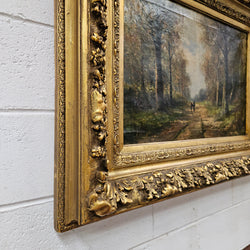 Oil on Canvas Forest Landscape in Ornate Gilt Frame | Antique & Vintage | Moonee Ponds Antiques | Australia Wide Delivery