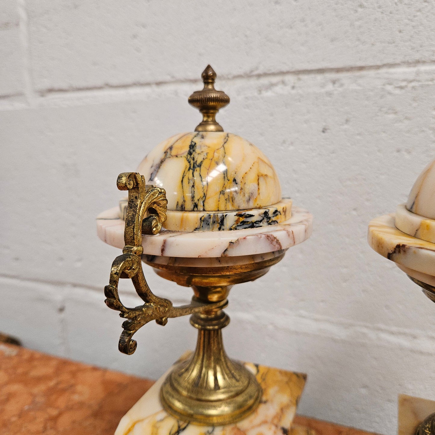 Elegant French Marble & Gilt Brass Cassolettes