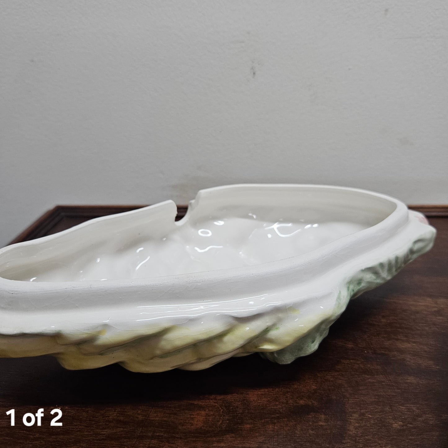 Vintage Italian Hand painted Majolica Fish Covered Dish