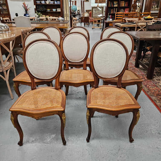 French Louis XV Style Cane/Upholstered Dining Chairs