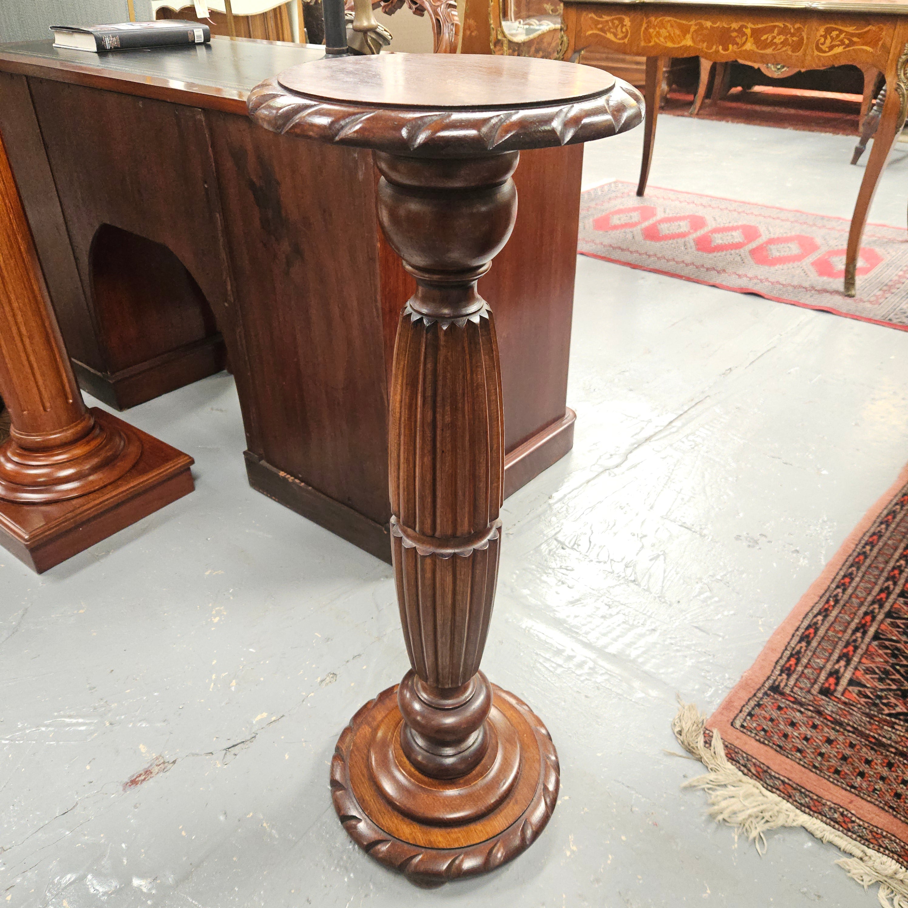 Antique Walnut Wooden Pedestal | Antique & Vintage | Moonee Ponds Antiques | Australia Wide Delivery