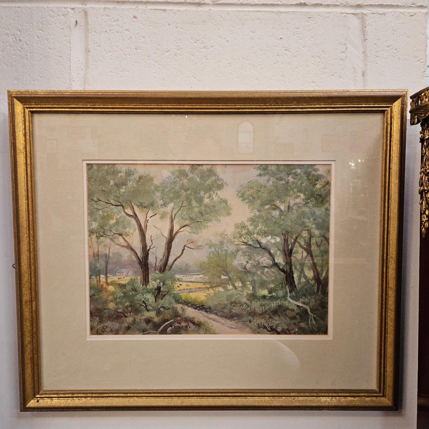 Water Colour of Country Scene Framed