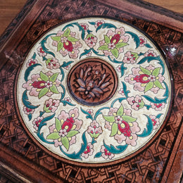 Antique French Tiled Top & Wooden Base Trivet/Teapot Stand