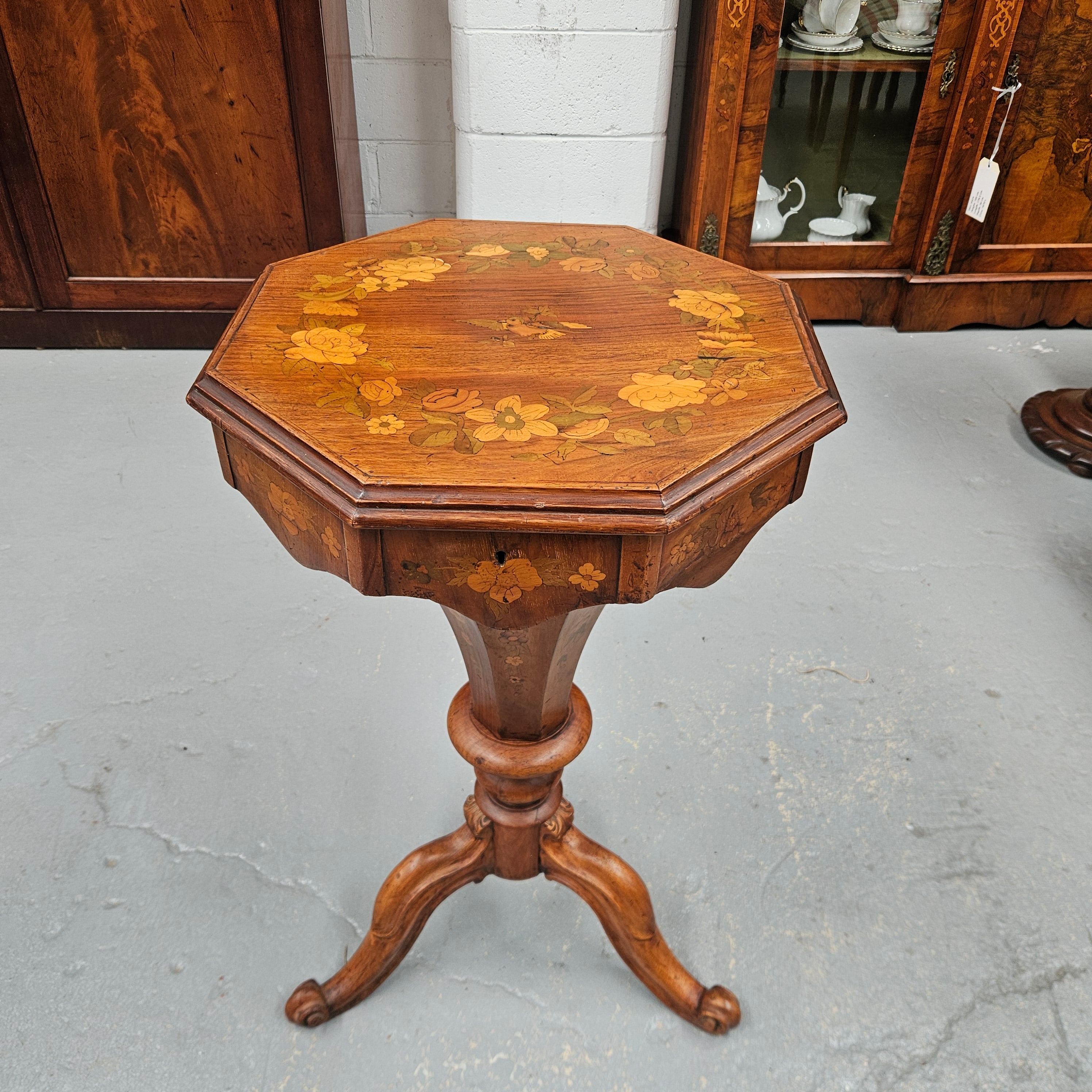 Antique Victorian Inlaid Walnut Sewing / Work Table | Antique & Vintage | Moonee Ponds Antiques | Australia Wide