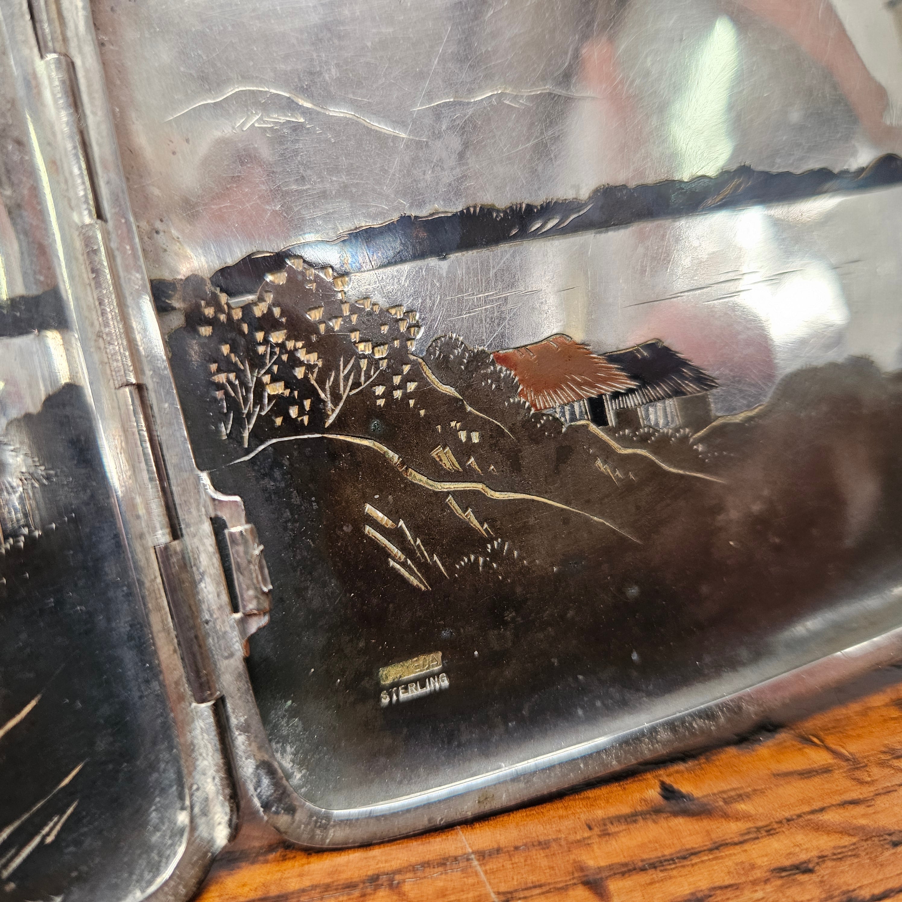 Antique Japanese Mixed Metal Engraved/Embossed Cigarette Case | Antique & Vintage | Moonee Ponds Antiques | Australia Wide Delivery